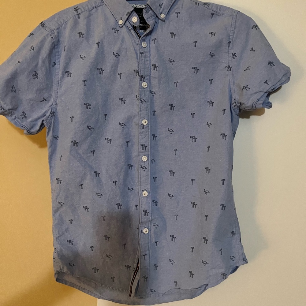 Denim and Flower mens short sleeve button down shirt